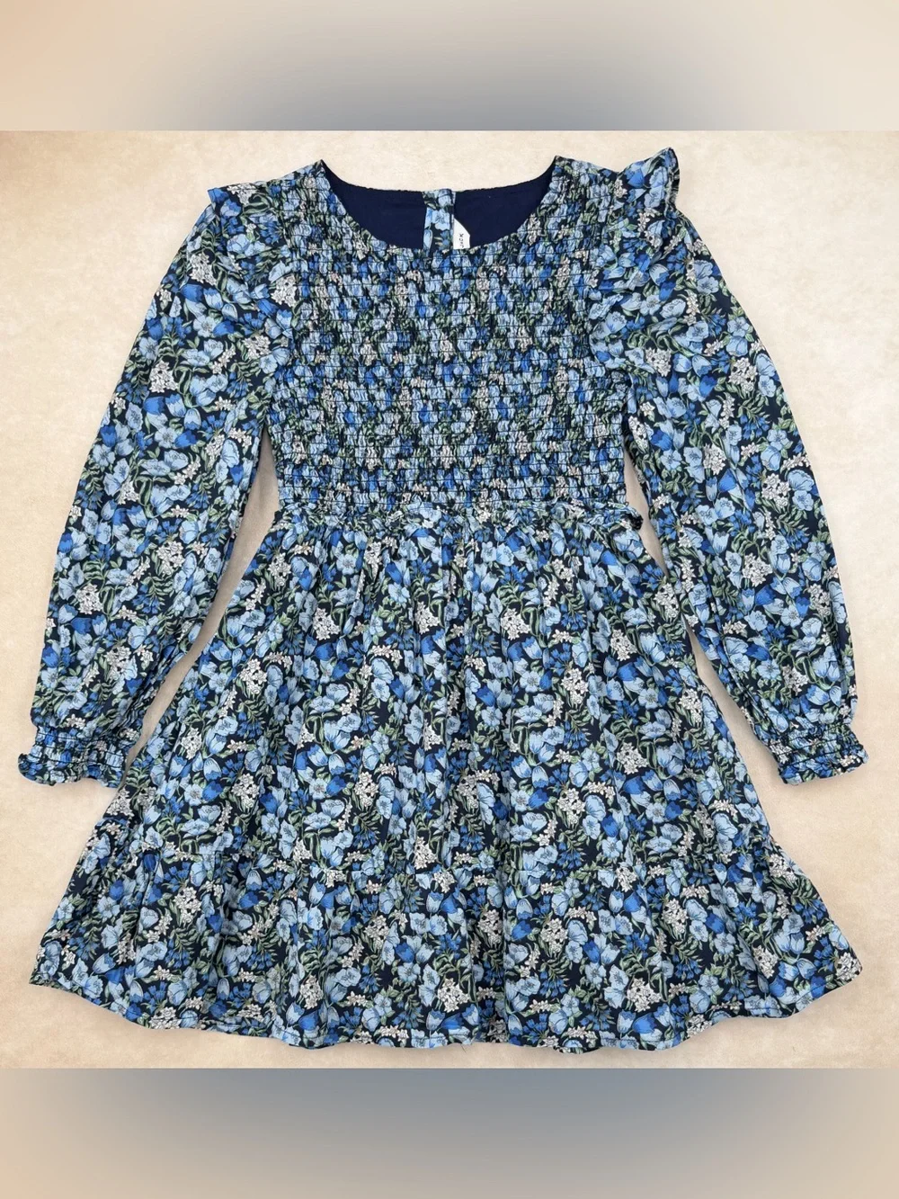 Janie and Jack Blue Floral Smocked Dress